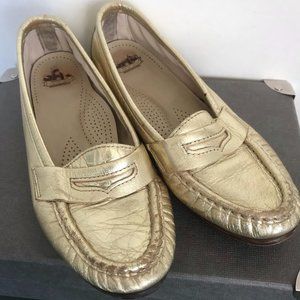 SAS Metallic Gold Girls Penny Loafers